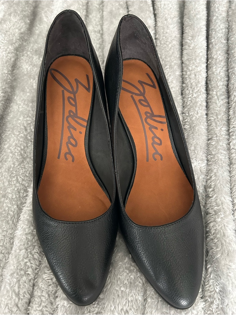Zodiac Black Pointed-Toe Leather Heels